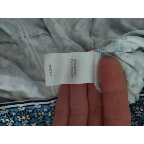 J Jill Floral Mix Print Short Sleeve Dress Size Petite Large Blue shift sheath - Picture 7 of 9